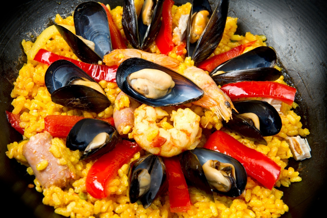 Seafood Spanish Paella, traditional recipe
